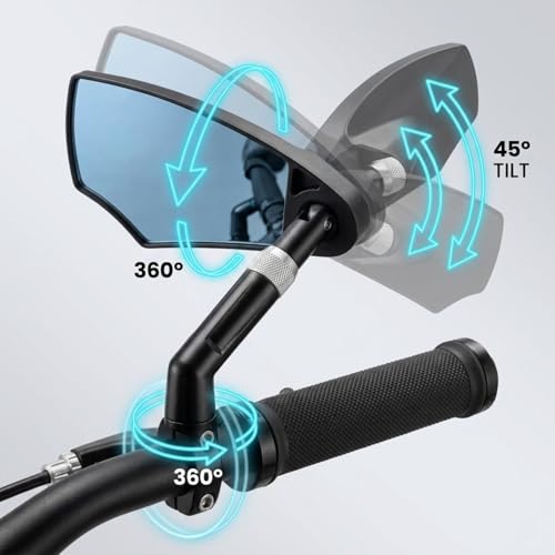 ESLIFE Bike Mirror Pair (2 Mirrors) HD Convex Glass Rear View, Handlebar Mirror with Extendable Arm (5.9–7.9 in / 15–20 cm), 360° Rotatable Mirror for Bicycles, Fits 20–25 mm Flat Handlebars - image 4