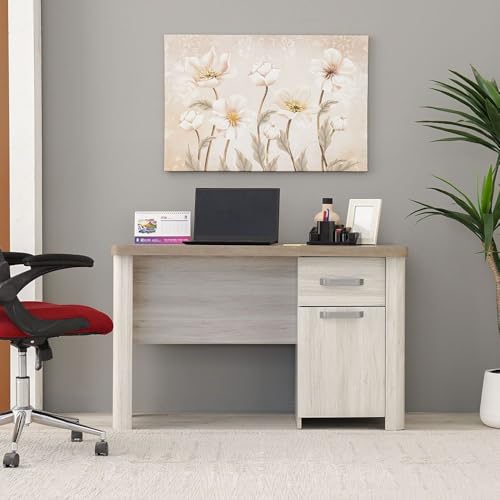 Danube Home Olivos Computer Table I Office Desk Workstation I Modern Pc Laptop Gaming Table I Wooden Study Table For Home Living Room Bedroom 120x60x75Cm Ash Grey/Oak