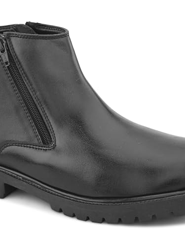 Image of STANPHORD mens Chelsea Boot STANPHORD Men's Brown PU High-Top Chelsea Boots | Round Toe Slip-On Ankle-Length Shoes | Stylish Formal & Casual Office Wear Boots | Comfortable Durable Everyday Footwear TPZN 2201 BROWN-10