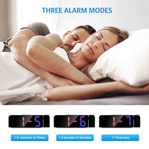 Projection Alarm Clock for Bedrooms, 7.9" Large LED Display Alarm Clock with 180° Projection on Ceiling Wall with 4 Level Brightness, USB Charging,12/24H, Battery Backup, Snooze - Image 5