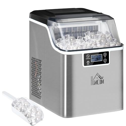HOMCOM Máquina para hacer cubitos de hielo de 20 kg/24 h 2,3 L con depósito de agua de 3,2 L de...