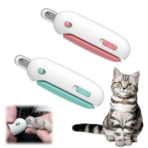 2 Pack Cat Nail Clippers with Safety Guard - Kitten Nail Clipper Set with Nail File, Professional Grooming Tool for Cats & Small Pets