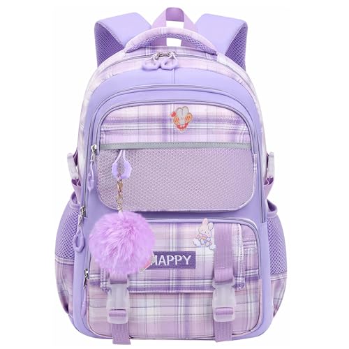Kids Backpacks for Girls Elementary Primary Backpack for School Bookbags for Teens Cute Durable Travel Gifts Morrales Mochilas para Niñas de 5 6 7 8 Nños (purple)