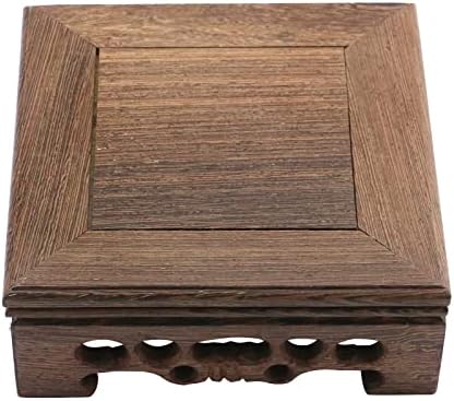 Pufguy Traditional Craft Wooden Base Wood Display Stand Oriental Square Shape Pedestal 4" x 4"