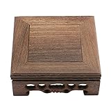 Pufguy Traditional Craft Wooden Base Wood Display Stand Oriental Square Shape Pedestal 4" x 4"