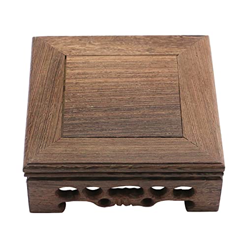Pufguy Traditional Craft Wooden Base Wood Display Stand Oriental Square Shape Pedestal 4" X 4" #TOP1