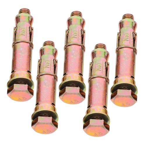 Tofficu 5 Tornillos De De Zinc Chapados En Color Dorado, Tamaño M10 X 70, Pernos De Gecko, Anclajes De Cuña Resistentes Para Anclajes De Mampostería Y Tornillos Para