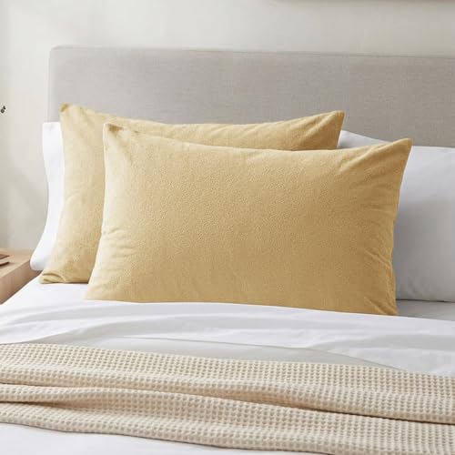 Image of HOMEMONDE Premium Soft Terry 100% Waterproof Pillow Protector Covers with Secure Zipper Closure | Dust Mite & Bed Bug Protection | Spill, Oil & Water Resistant | 20 x 30 Inch | ( Beige, Pack of 2 )