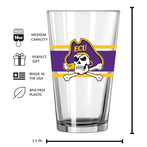 Image of Logo Brands NCAA 16 oz Pint Glass - Durable Glass With Bold Team Color- Chip-Resistant Rim Drinkware For Fans, Tailgates, Home Bars & Everyday Use