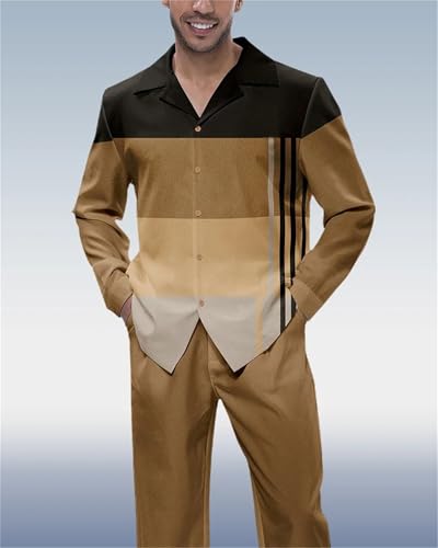 TIFIYA Men's 2 Piece Shirts with Long Pants Set Big Man Formal Attire Walking Suits Fall Winter Street Wear S-5XL2