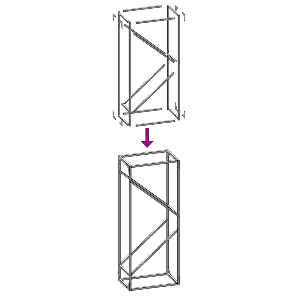 Estantería para leña blanca de acero laminado en frío, 40 x 25 x 100 cm, soporte para leña para interior y exterior, con gran capacidad de carga y diseño práctico para salón o terraza