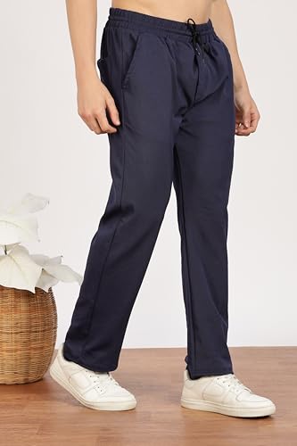 Image of Men's Slim Fit Trouser | Casual Bottoms with Elastic Waist & Drawstring | Soft Stretchable Fabric | Stylish Straight Fit Trousers for Office, Travel & Daily Use