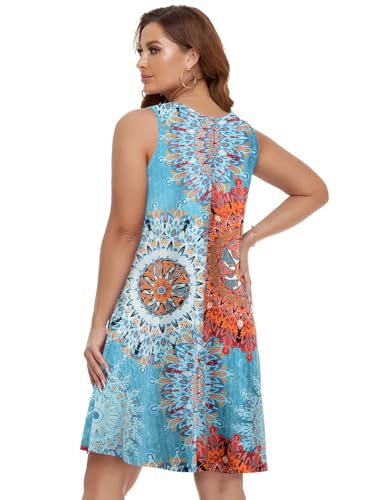 Image of BELAROI Summer Dresses for Women Beach Tshirt Sundress V Neck Casual Swing Tank Dress Swimsuit Cover Ups Pockets