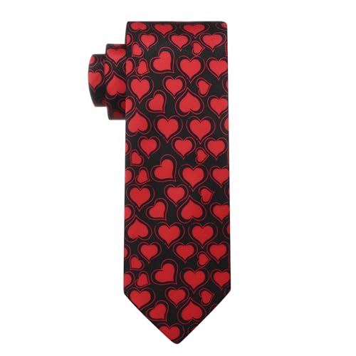 KOOELLE Men's Heart Necktie for Holiday Parties