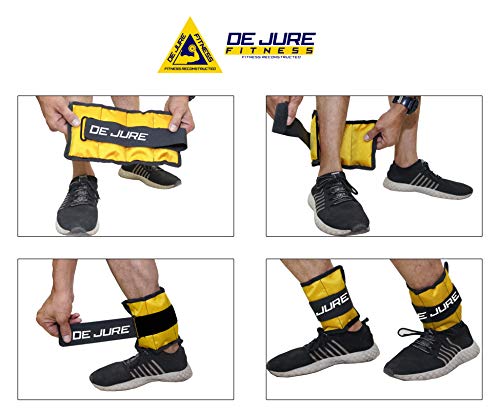 Image of De Jure Fitness Adjustable Ankle & Wrist Weights Pair (1KG x 2) for Men & Women | Strength Training, Walking, Running, Workout, Yoga | Comfortable, Durable | (Yellow)
