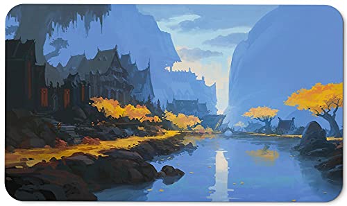 Paramint Fisherman's Village (Stitched) - MTG Playmat by Andreas Rocha - Compatible for Magic The Gathering Playmat - Play MTG, YuGiOh, Pokemon, TCG - Original Play Mat Art Designs & Accessories