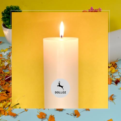 Image of Paraffin Wax Pillar Candle | Dripless | Smokeless | Unscented | Burning time- 60 hrs | Hand Poured | Christmas Candle (Set of 2, 3 X 6 Inch, White)