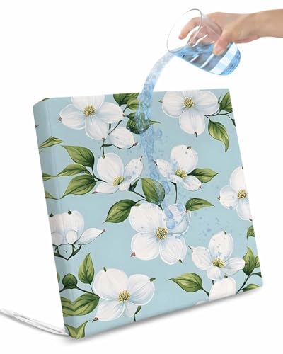 2 Pack Blooms White Floral Waterproof Cushion Covers with Ties, Outdoor Patio Chaise Lounge Chair Seat Cushion Slip Covers Replacement(Only Cover) Spring Floral Garden 20