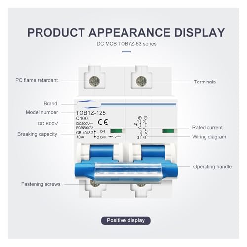 Interruptor automático 2P 125A protector principal para desconexión de baterías DC 5