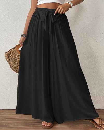 Image of Bsubseach Women Wide Leg Pants Floral Flowy Palazzo Pants
