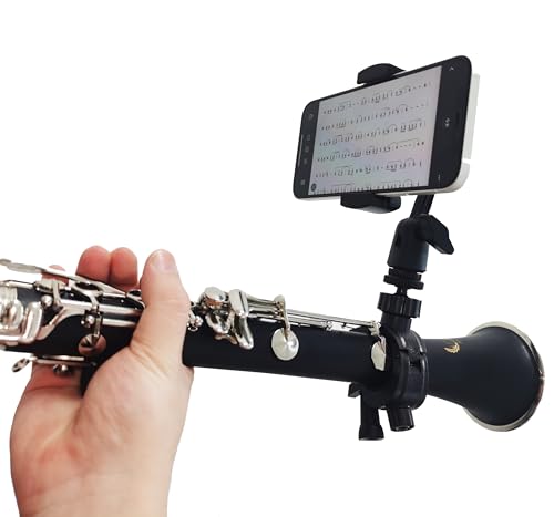 Clarinet Lyre,Professional Clarinet&Trumpet Sheet Music Lyre,Adjustable Lyre for Marching Band Phone Holder,Compatible with Smartphones,for Musicians on the Move Easily Read PDF sheet music&Take video