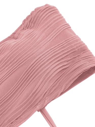 Image of ZAFUL Women Strapless Textured Bandeau Bikini 2 Piece Swimwear Cheeky Solid Lace up Bathing Suits