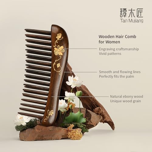 Peine de madera artesano TAN MUJIANG 4.7x2.0 pulgadas miniatura 4