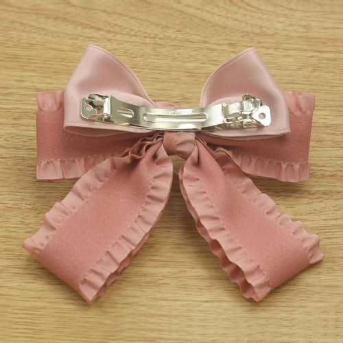 Laço rosa grande de 12 cm para meninas, laço grande, presilha francesa para presente - 1 peça