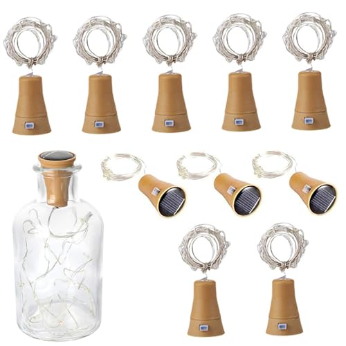 Lumières de bouteille solaires en cuivre blanc, 10 pièces de 1m