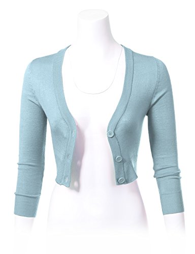 Image of Allsense Women's Cropped Bolero Shrug Cardigan | 3 /4 Sleeve, Button Down, Lightweight Knit Sweater