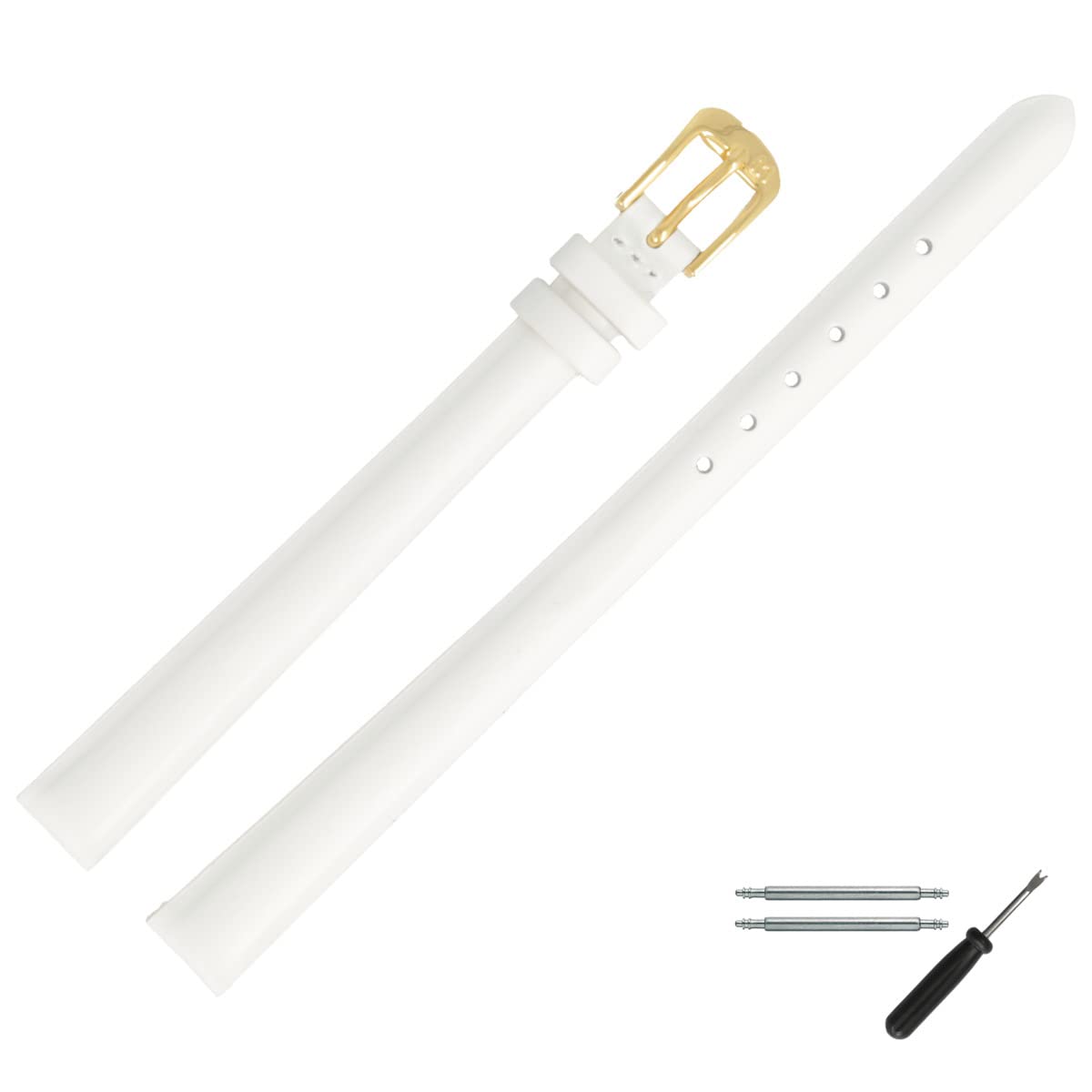 MARBURGER Uhrenarmband 8mm Leder Braun Gold - Ersatzarmband Mit Schließe