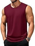 TACVASEN Tank Tops for Men Cotton Workout Gym Athletic Sleeveless T-Shirts Breathable Muscle Summer Tank Top Burgundy L