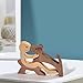 Jognee Handgefertigte Holzstatue, Welpen-Holzschnitz-Ornamente, herzerwärmendes Geschenk für Hundeliebhaber, Bastelfigur, Holz, kleine Dekorationen für Zuhause, Büro, Wohnzimmer (A – Männer + Hund)