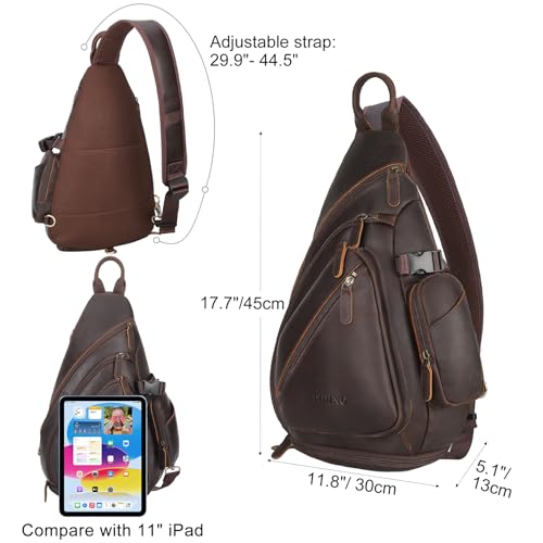 TIDING Full Grain Leather Sling Bag