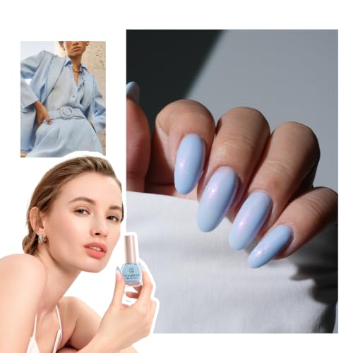 Image of AZUREBEAUTY Nail Polish,Celestial Blue Quick Dry Complete Natural Super Lustrous ,Professional for DIY Manicure and Pedicure at Home | Natural healthy, high glossy finish, professional grade, perfect for home DIY, friendly for nail art beginners