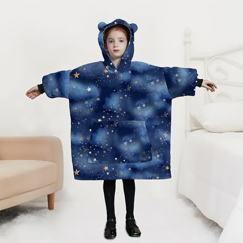 THREE POODLE Wearable Blanket Hoodie for Kids, Oversized Sherpa Sweatshirt Blanket with Giant Hood, Warm Cozy Hooded Blankets, Cute Gifts for Kids Girls Boys