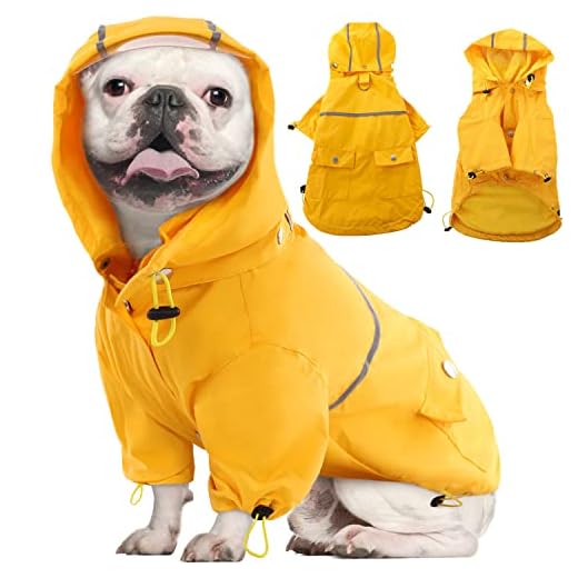 Dog Raincoat, Hooded Waterproof Pet Poncho, Adjustable Dog Rain Jacket Slicker with Harness Hole for Small Medium Large Dogs, Reflective Dog Outfit Apparel Puppies Outdoor Clothes in Rainy Day