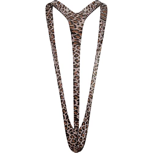 MFUOE Borat Mankini Manthong Fato de banho para homem, com alças, fato de banho de estilo sexy, Estampado de leopardo, Talla única