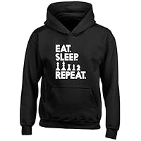 Kids - Eat Sleep Chess Repeat Childrens Hoodie Black