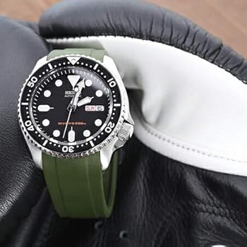 Amazon.co.jp: 22mm CB10 時計ベルト NBRラバー ミリタリーグリーン