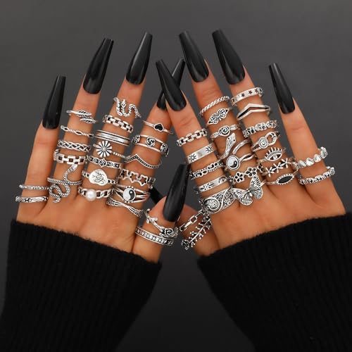Image of YEEZII Gold Knuckle Ring Set for Women, Boho Stackable Finger Midi Rings