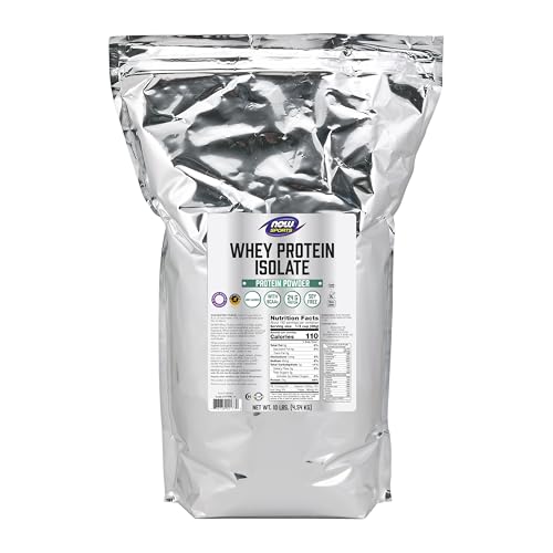 NOW Foods Sports Nutrition, Whey Protein Isolate, 25 g With BCAAs, Unflavored Powder, 10-Pound