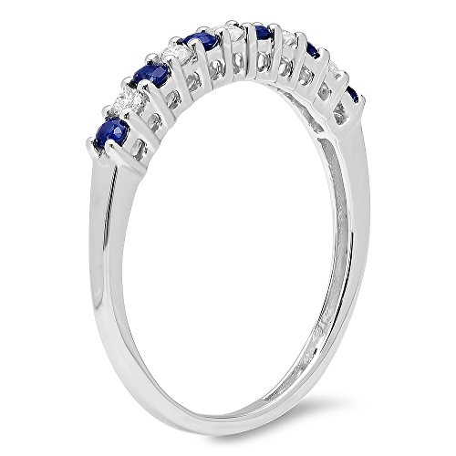 Oro 18 K rotondo bianco diamante e blu zaffiro