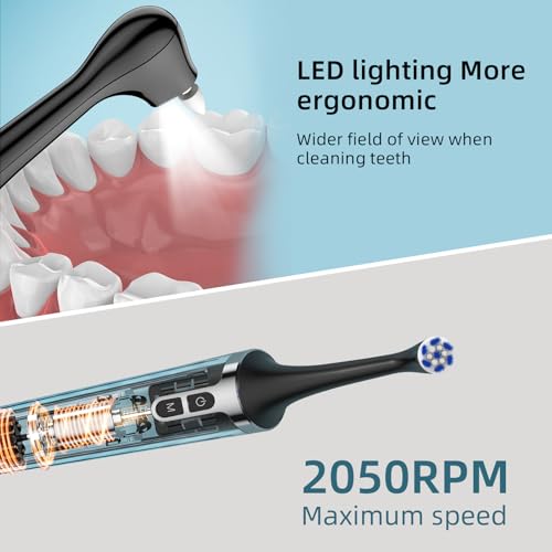 Image of Tooth Polisher,Tooth Clean and whitening kit, 7 Multi -Function Brush Heads 5 Speed Modes, LED Lights, IPX6 Waterproof Rechargeable Teeth Cleaner Tools for Home Use