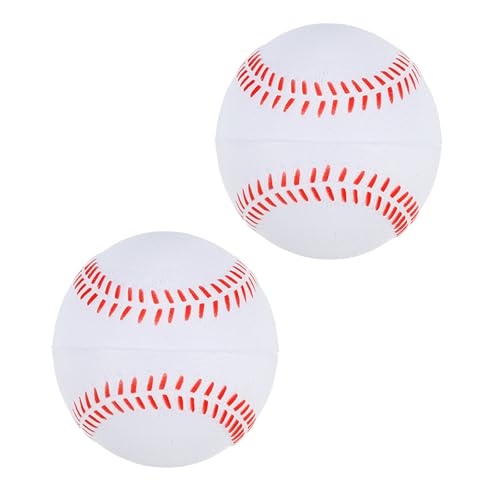 PATIKIL 9 Inch Baseball 2 Pack Soft Baseballs Standard Size Adult Leather Training Baseball Unmarked Baseballs for Pitching, White
