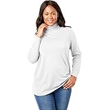 Woman Within Plus Size Perfect Long-Sleeve Turtleneck Tee (Petite Available) - 2X, White