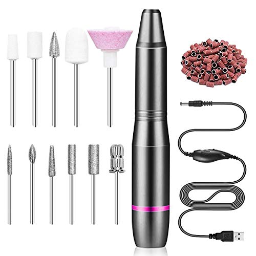 Electric Nail Drill USB Type Sand Bands Exfoliating Polishing Nail Removing Acrylic Nail Tools Professional Manicure Pedicure Polishing Shape Tools Home Salon Use Best Gift Electric Nail Drill Kit