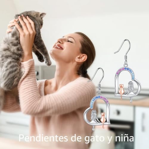 Pendientes de corazón con búho y árbol de la vida hechos de plata esterlina para mujer 5