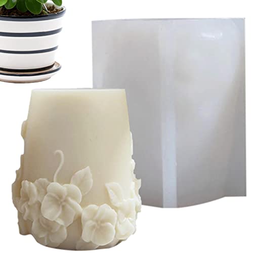 Candle Making Molds Flower Basket Candle Mold,Silicone Rattan Flower Resin Mold Candle Silicone Mold，Reusable Candle Moulds 3D Candle Making Hexagon Cylinder Candle Molds Silicone #TOP2