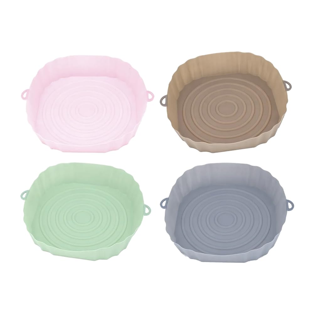 CTRLZS 4PCS Air Fryer Pan Silicone Basket for Airfryer Oven Silicone Chicken Grill Baking Tray Reusable Airfryer Pot Pan Liner